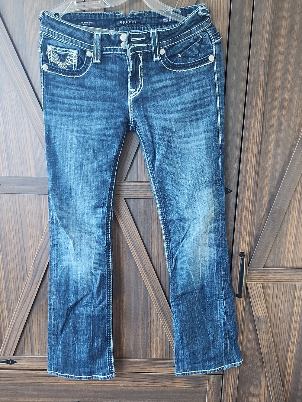 Vigoss Women's Distressed Dark Blue Bootcut Jeans